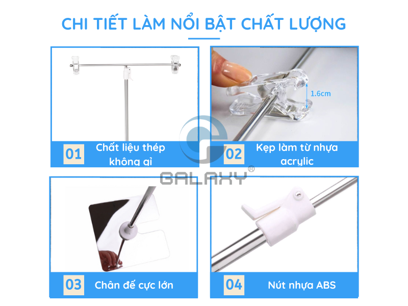 Kệ treo poster chữ T, giá treo inox chữ T