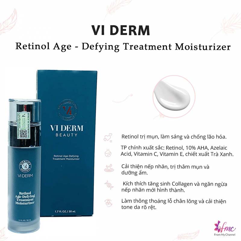 Công Dụng Của ViDerm Retinol Age-Defying Treatment Moisturizer 50ml