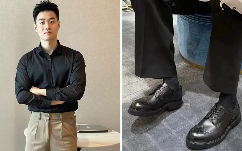 outfit lich lam so mi mau den quan tay nam