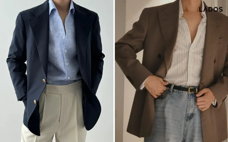 ao blazer mix voi ao so mi