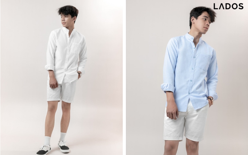 quan short phoi voi ao so mi vai oxford