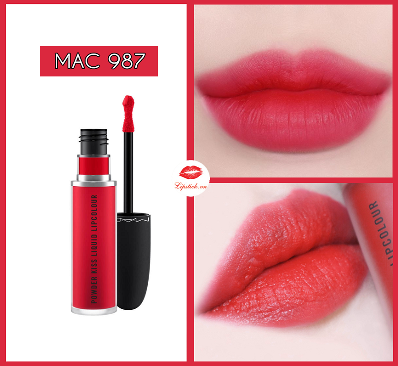 Son MAC 987 M-A-C Smash Đỏ Tươi – Powder Kiss Liquid