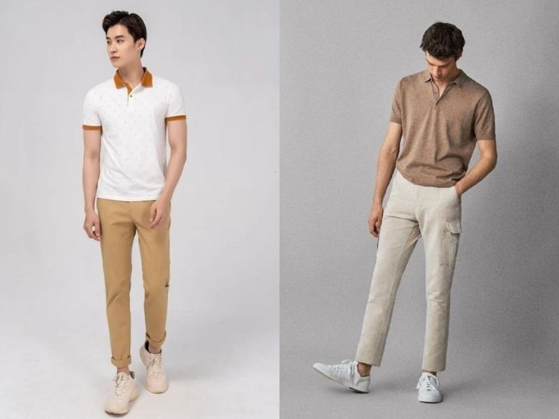 Set đồ áo polo với quần kaki theo style nam Trung Quốc