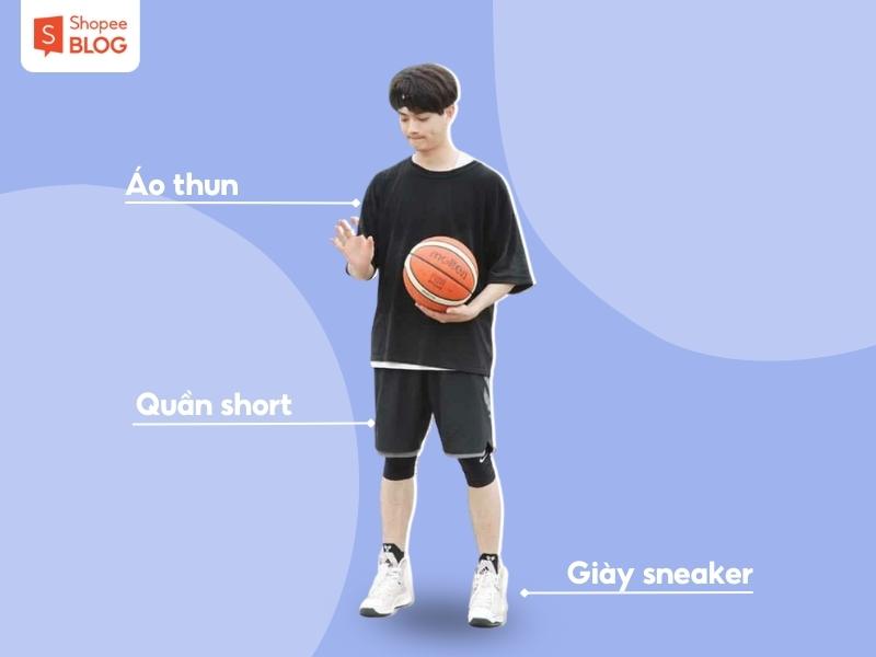 Outfit nam áo thun và quần short thun