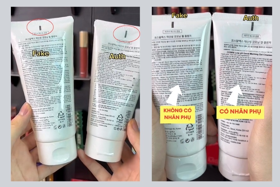 mang co sữa rửa mặt cosrx và chi tiết trên sản phẩm