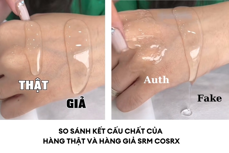 So sánh phần nắp sữa rửa mặt cosrx thật và giả