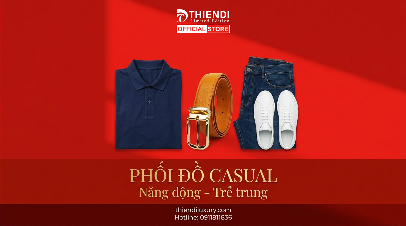 Cách Phối Đồ Với Thắt Lưng Nam Bản Nhỏ (Dây Nịt Nam Bản Nhỏ) phong cách casual năng động