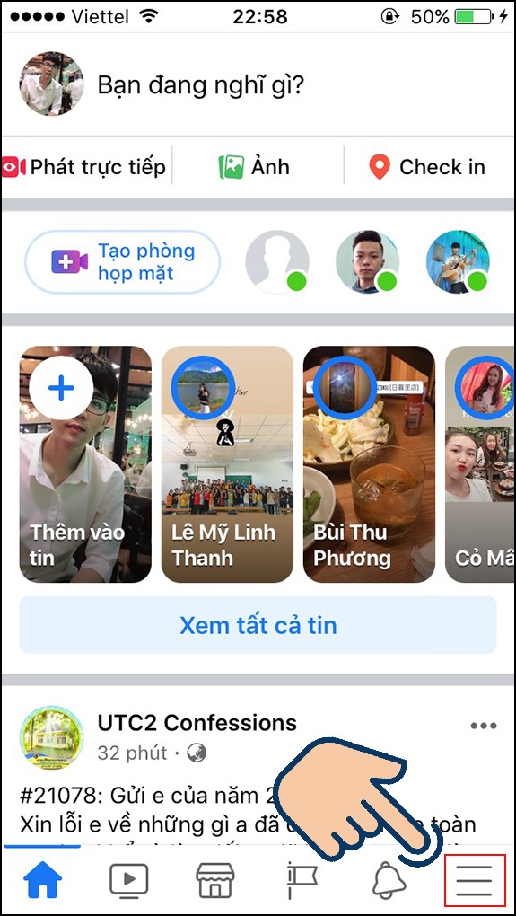 chọn biểu tượng 3 gạch.
