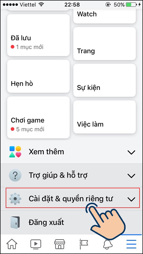 chọn Cài đặt & quyền riêng tư.