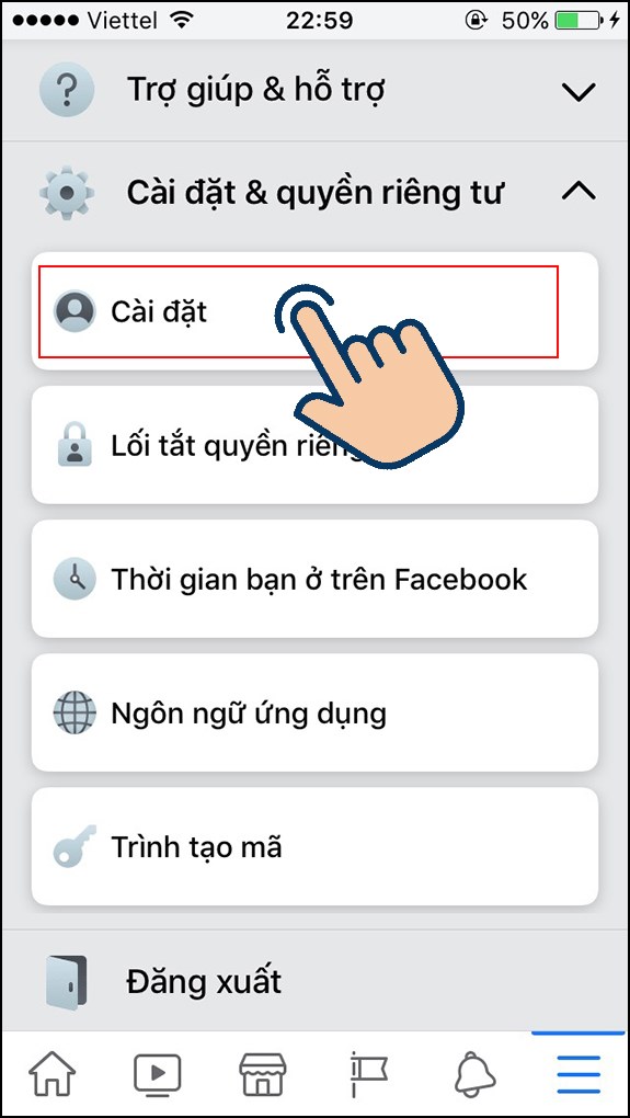 Chọn Cài đặt.