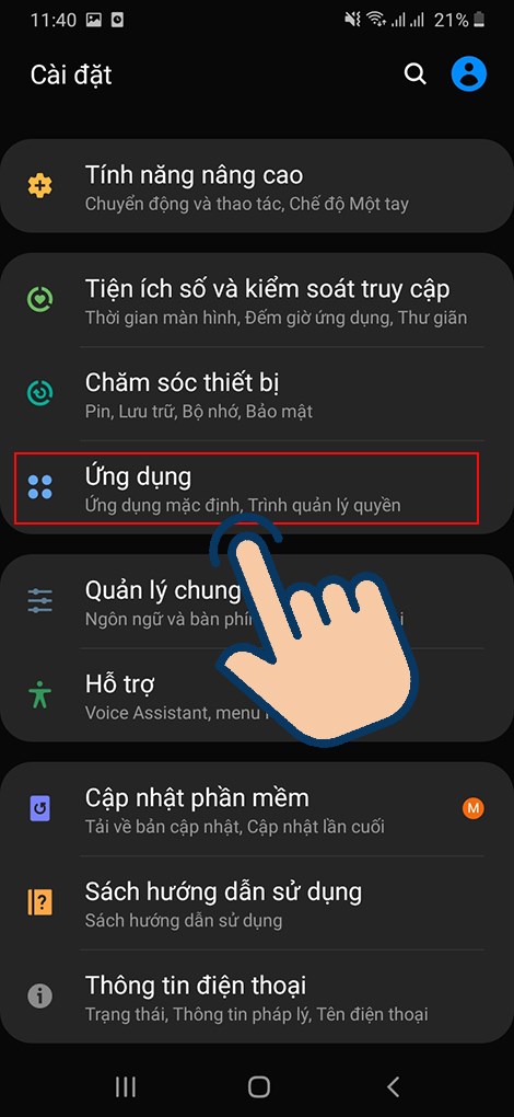 vào Cài đặt.
