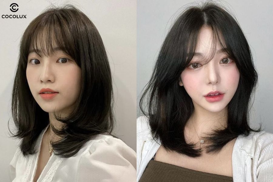 Mái thưa cho mặt dài giúp rút ngắn chiều dài gương mặt, mang lại vẻ mềm mại, cân đối hơn