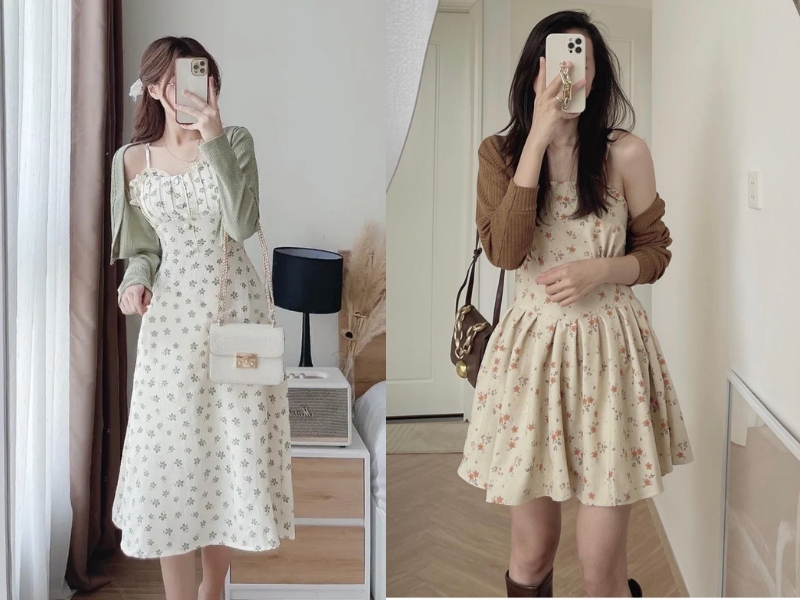 phối đồ với áo len cardigan ngắn