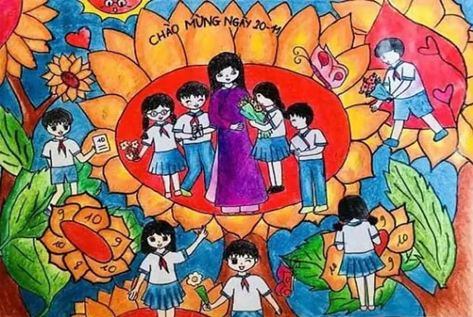 85 bức tranh vẽ cô giáo đẹp, ý nghĩa nhân ngày 20/11 3