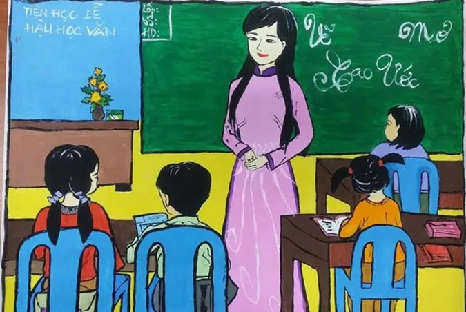 85 bức tranh vẽ cô giáo đẹp, ý nghĩa nhân ngày 20/11 22