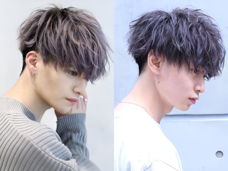 mẫu nam tóc than chì ánh tím