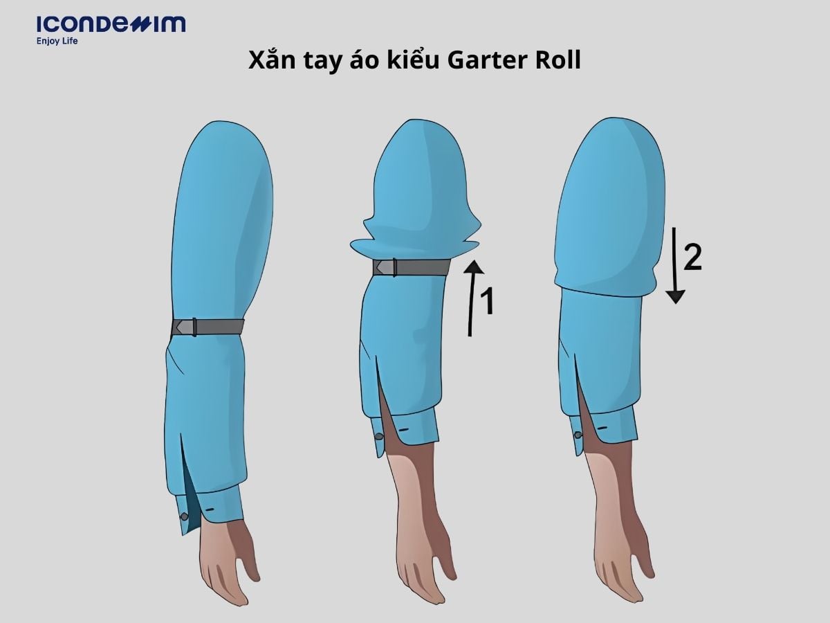 Cách xắn tay áo kiểu Garter Roll của phương Tây