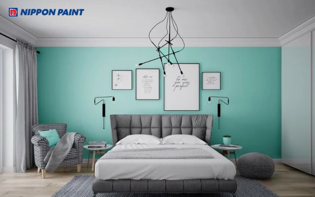 Sơn xanh lục ngọc giúp làm dịu mắt, tạo cảm giác thư thái, phù hợp với phòng ngủ cần sự yên tĩnh