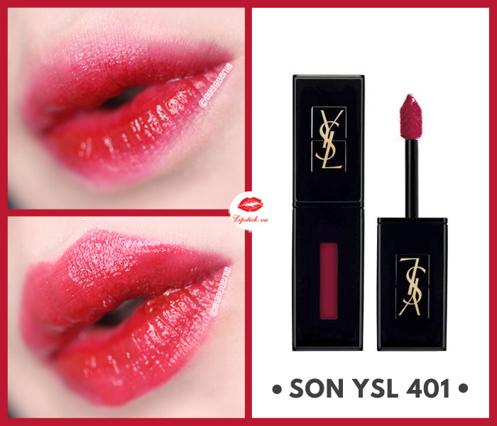 Son YSL 401 Màu Đỏ Cherry – Vinyl Cream Lip Stain