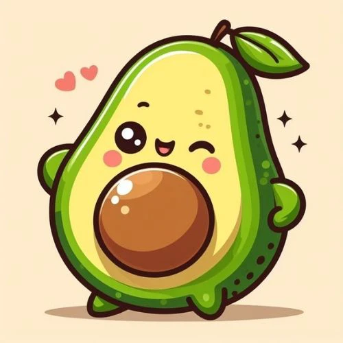 Avatar quả bơ cute, đáng yêu màu xanh