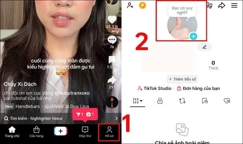 Nhấn vào tab Hồ sơ, chạm vào ảnh đại diện, chọn ảnh thích hợp để cập nhật avatar mới