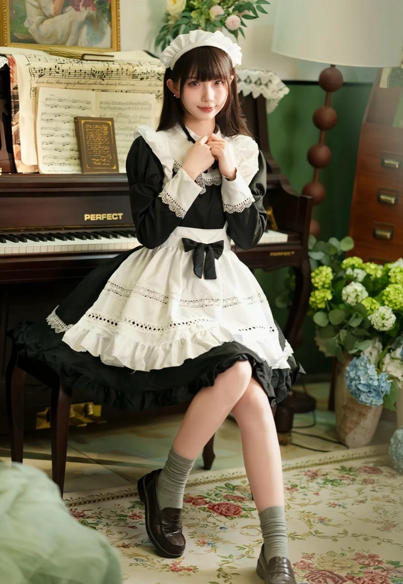 Bộ đồ hầu gái phong cách cute girl Nhật Bản