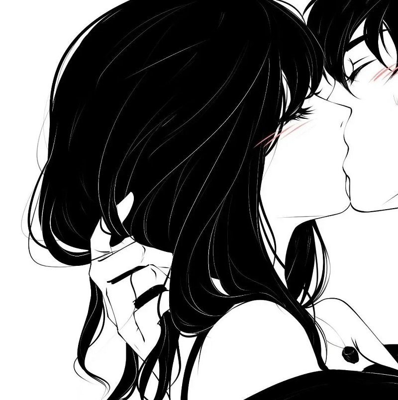 Hình avatar đôi anime đen trắng cực nghệ thuật