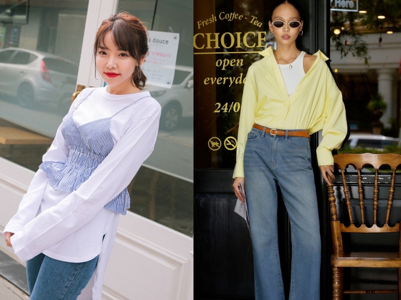phối áo 2 dây với áo sơ mi