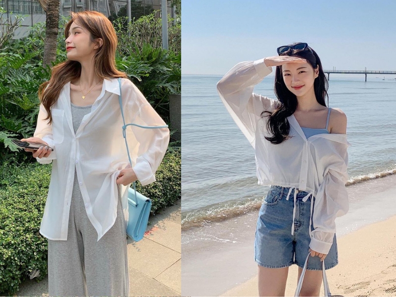 phối áo 2 dây với áo sơ mi