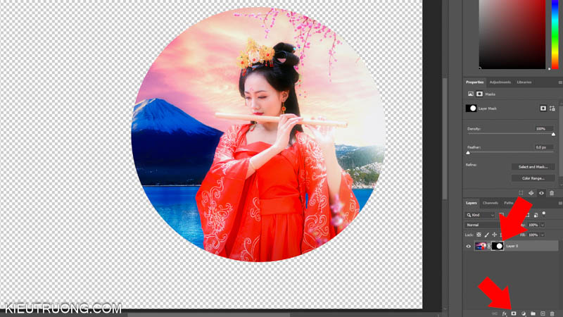 Nhấn Add a Layer Mask để cắt ảnh hình tròn