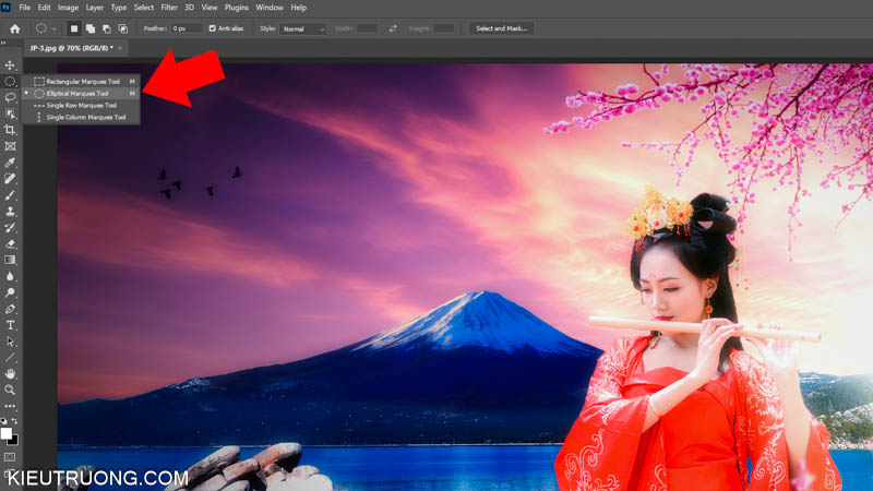 Hướng dẫn cắt hình tròn trong photoshop bằng Elliptical Marquee Tool