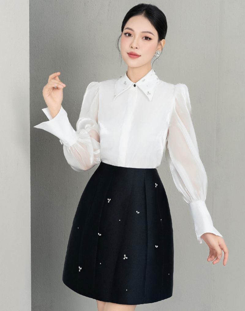 Váy chữ A và áo sơ mi