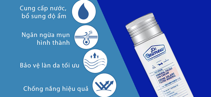 Kem Chống Nắng Da Nhạy Cảm Dr. Belmeur Daily Repair Mineral Filter Sun Cream Spf50+ / Pa+++