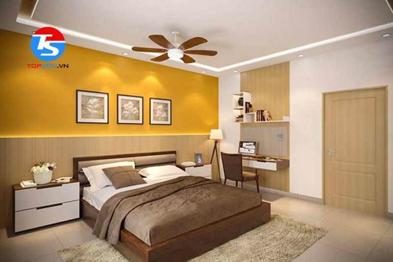Phòng làm việc màu vàng nâu đất