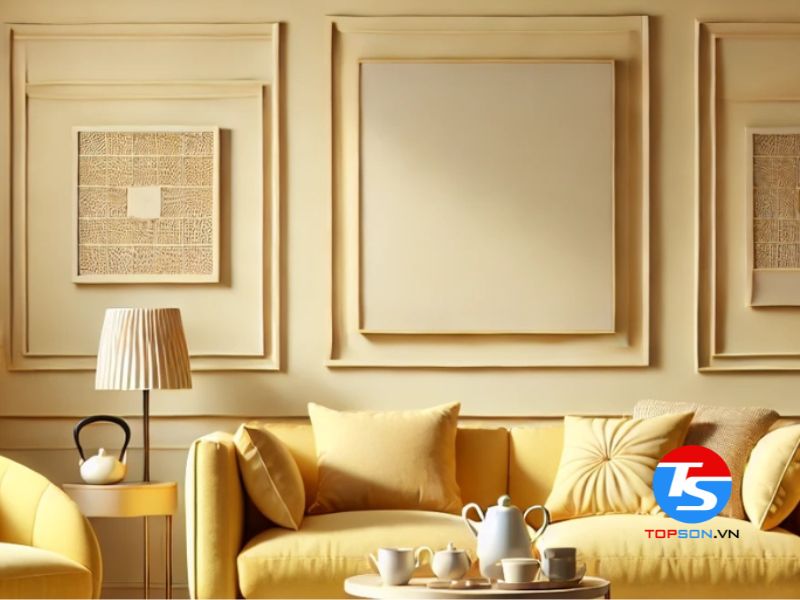 Mặt tiền nhà màu vàng nâu đất