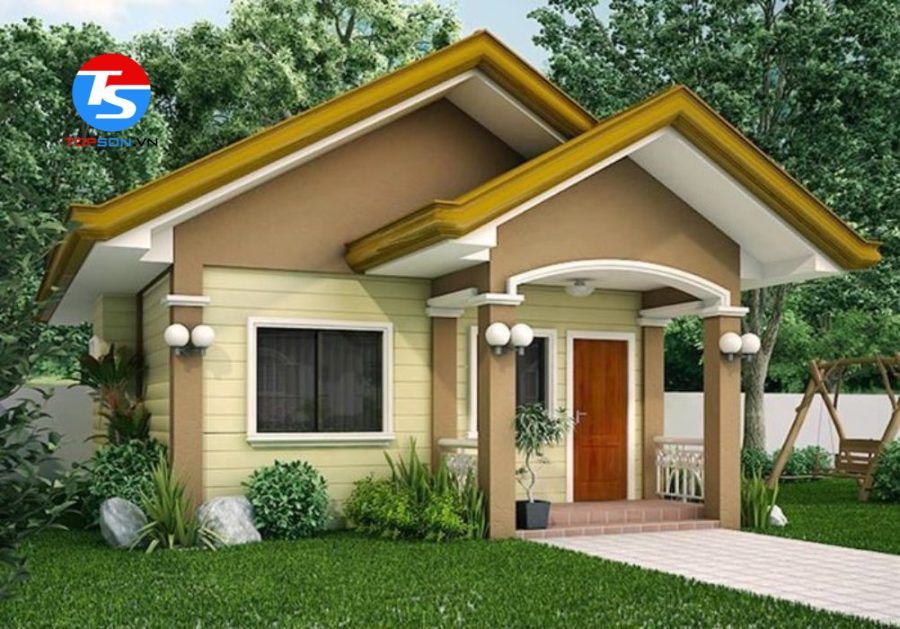 Phòng ngủ màu vàng nâu đất