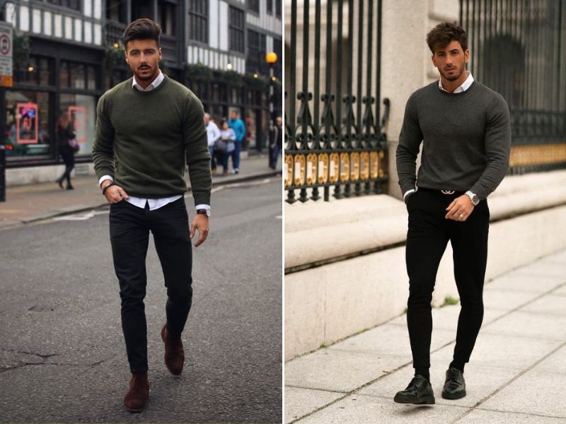 Phối quần Biker với áo sweater