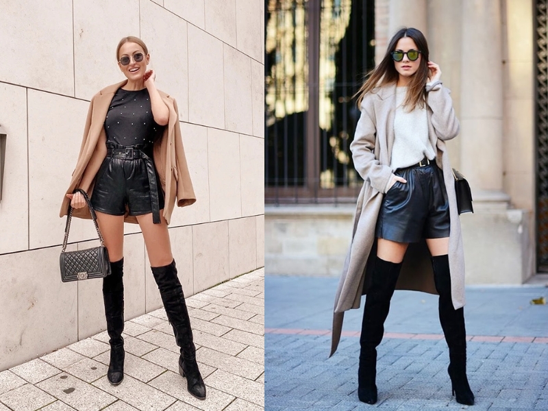 cách phối đồ với quần short nữ mùa đông