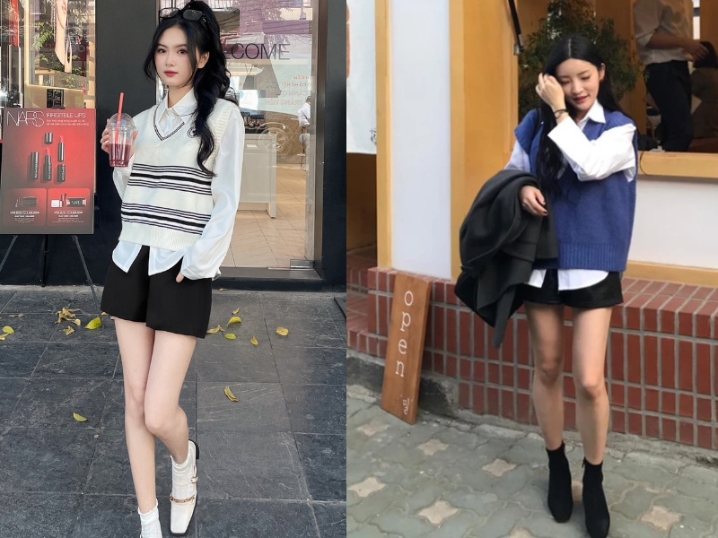 cách phối đồ với quần short nữ mùa đông