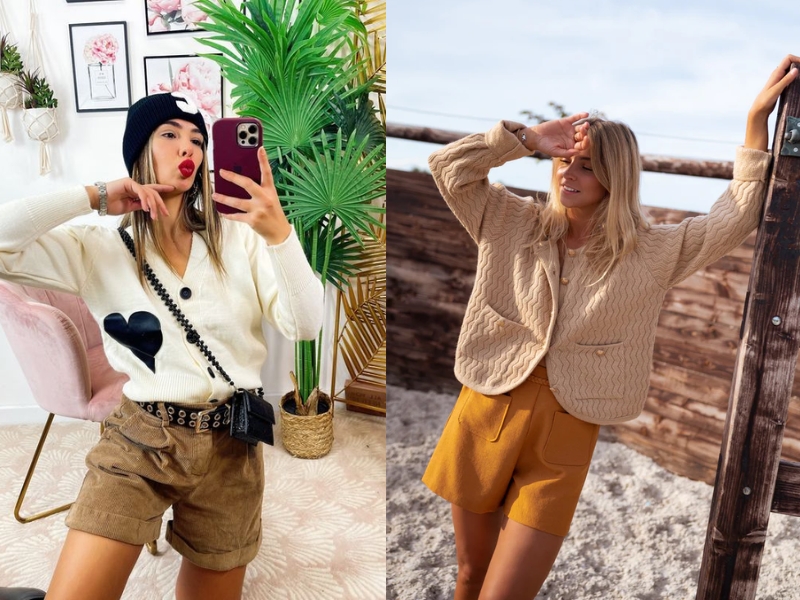 cách phối đồ với quần short nữ mùa đông