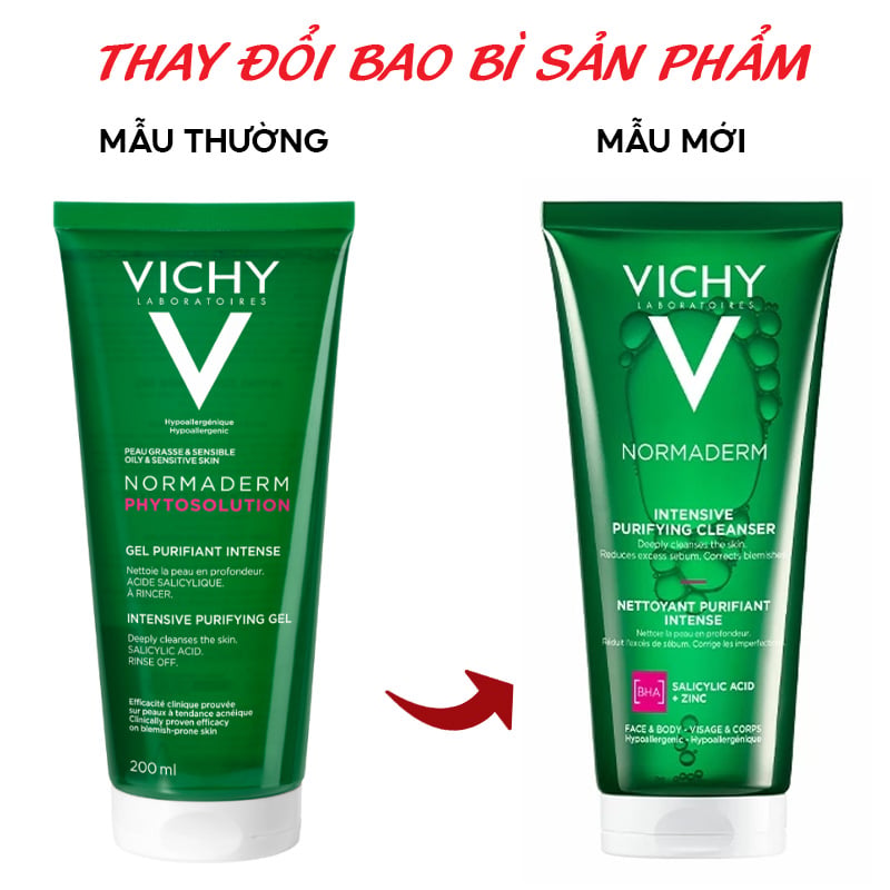 thegioiskinfood.com - Gel Rửa Mặt Cho Da Dầu Mụn Làm Sạch Sâu, Giảm Nhờn Vichy Normaderm Phytosolution Intensive Purifying Gel