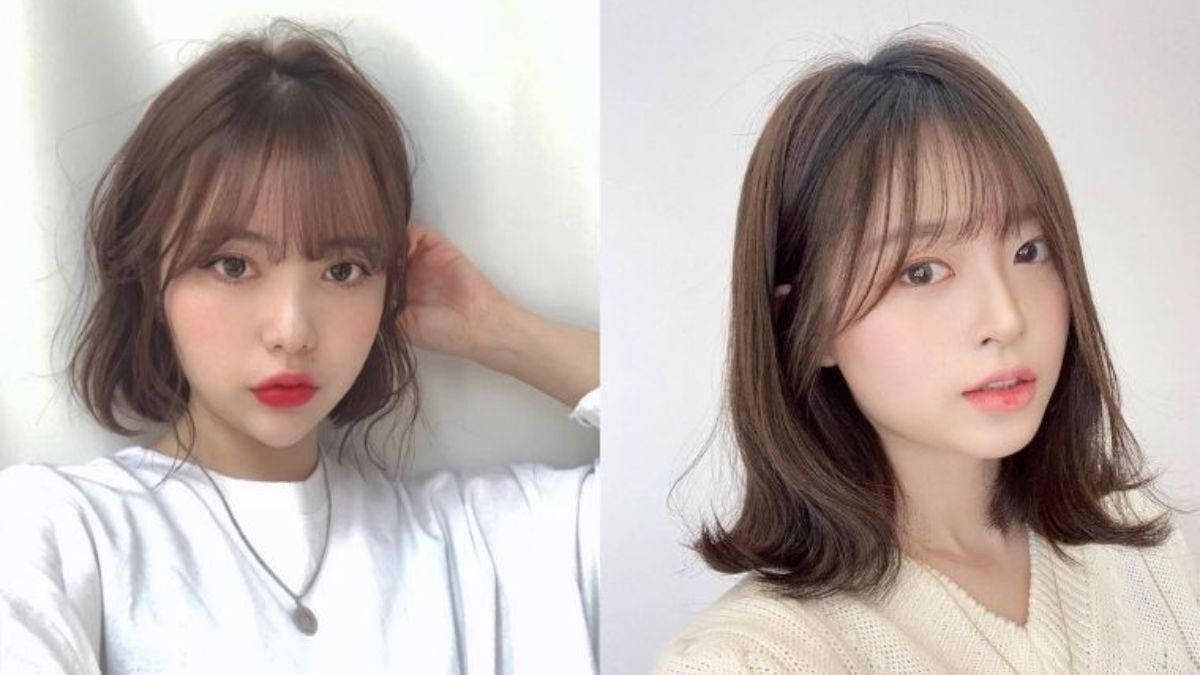 Kiểu tóc ngắn nữ mặt tròn mái thưa Hàn Quốc