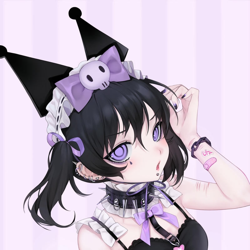 Ảnh kuromi anime cô gái đeo bờm tai thỏ đen xinh