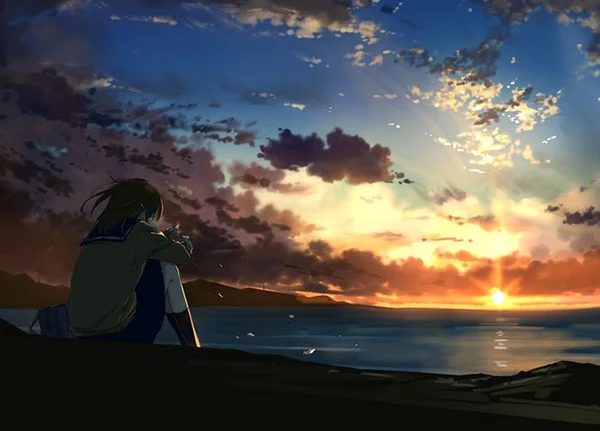 Hình ảnh gái anime nhìn nghiêng mơ màng