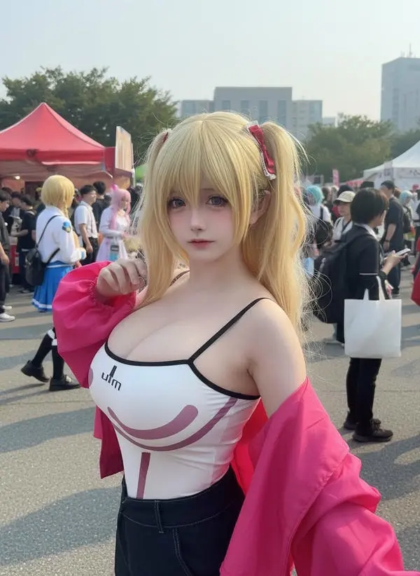 Lắc vú khủng cosplay anime lễ hội dâm