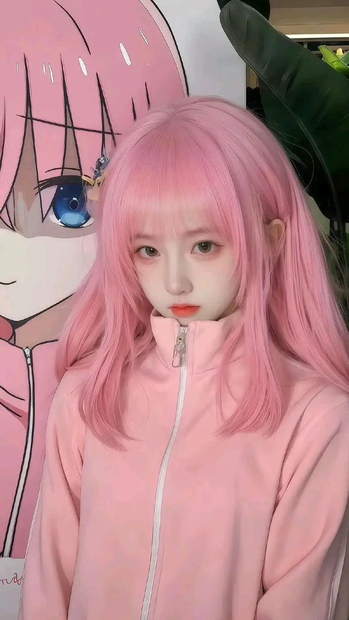 Ảnh cosplay anime ngọt ngào với nhân vật manga tóc hồng dễ thương