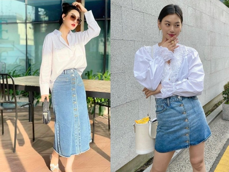 5+ Cách phối chân váy jean đi tiệc đẹp và thời thượng