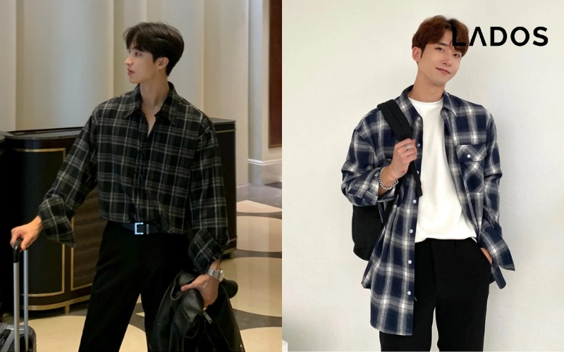 Outfit cong so chuyen nghiep voi ao ke caro va quan tay lich lam