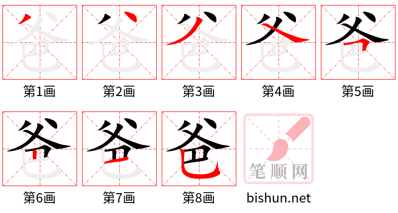 Tìm hiểu về chữ Bố trong tiếng Trung 爸 chi tiết