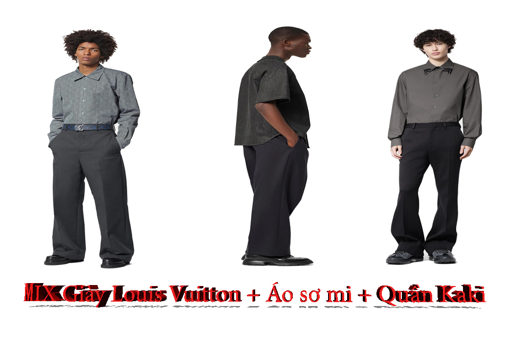 Kết hợp giày Louis Vuitton cùng áo sơ mi và quần kaki